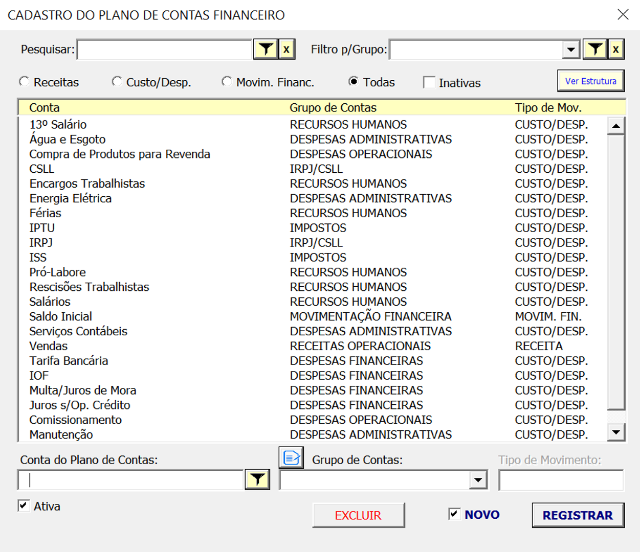 Captura de tela de Planilha de Controle Financeiro Completo