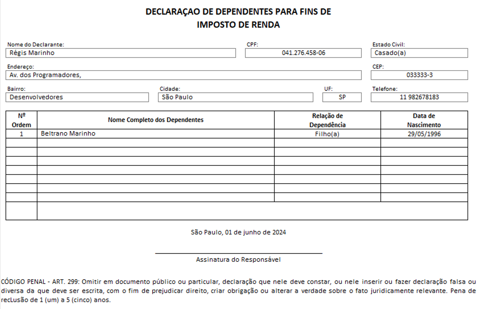 Captura de tela de Planilha de Recibo de Pagamento a Autônomo -  RPA/TAC