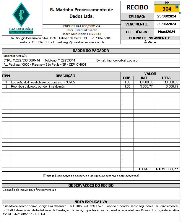 Emissor de Recibos com Logomarca